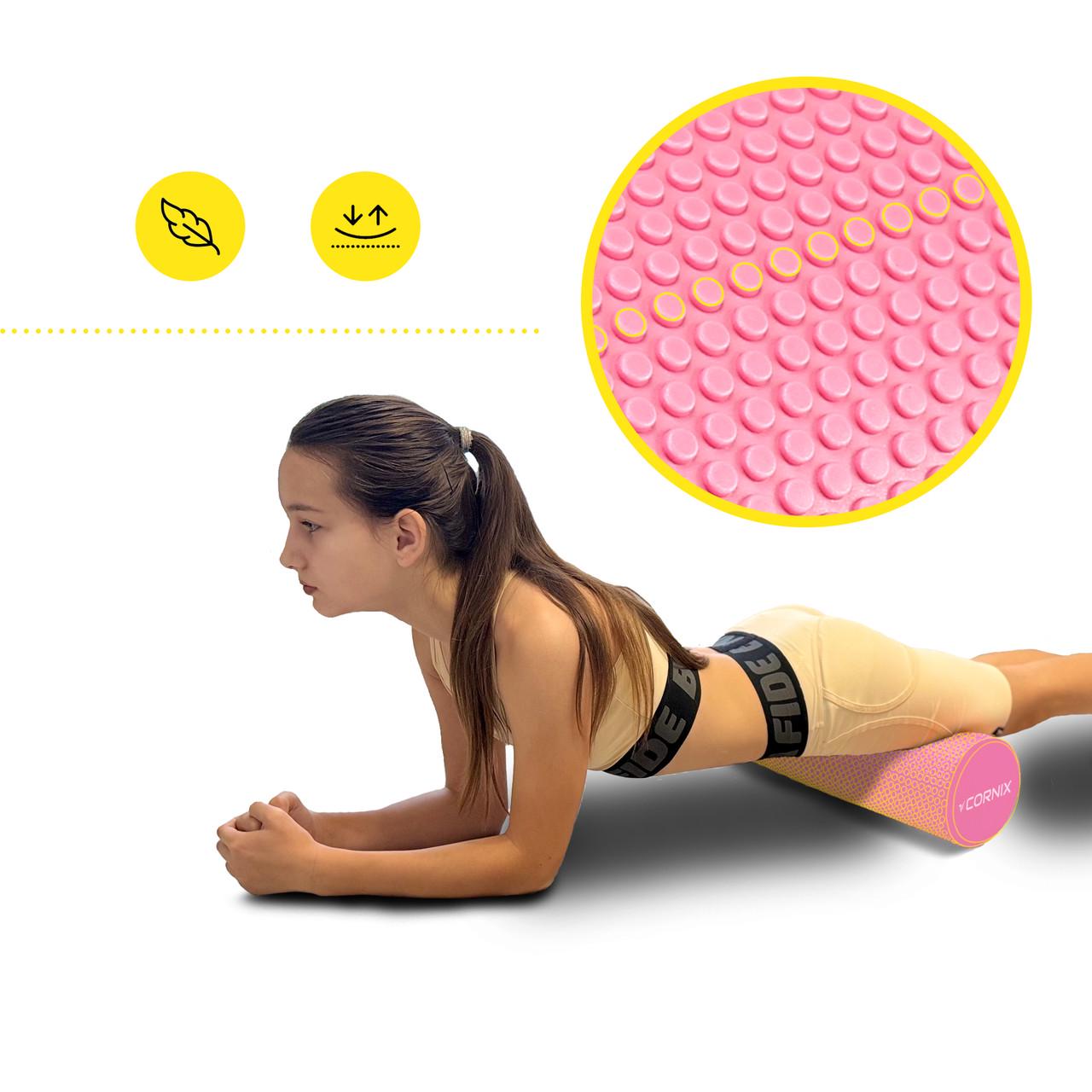 Массажный ролик Cornix EVA+ 45х15 см Pink (XR-0303) - фото 4 Массажный ролик Cornix EVA+ 45х15 см Pink (XR-0303) - фото 4