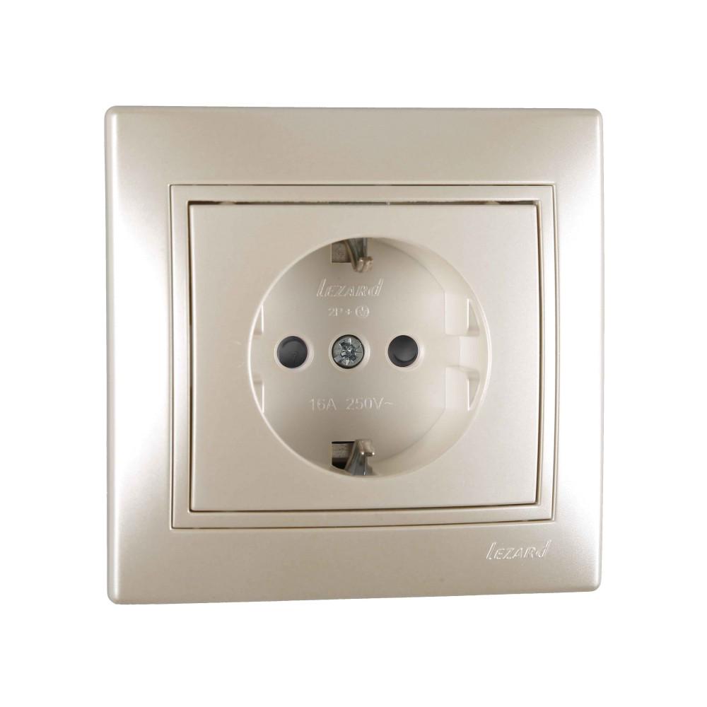 Розетка із заземленням Lezard Mira Білий перламутр (701-3030-122B)