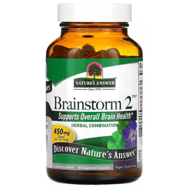 Комплекс для профилактики работы головного мозга Nature's Answer Brainstorm 2 450 мг 90 вег. капс. (000022213) Комплекс для профилактики работы головного мозга Nature's Answer Brainstorm 2 450 мг 90 вег. капс. (000022213)