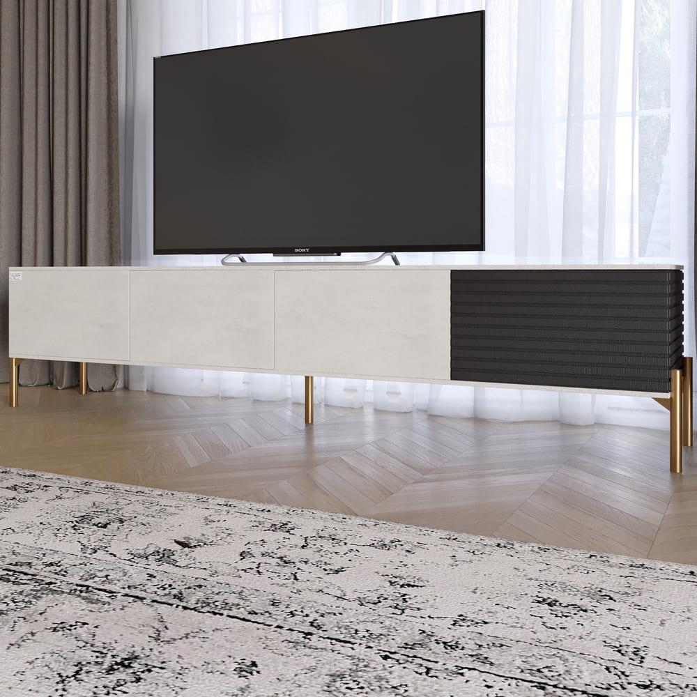 Тумба под телевизор Lion Грей на золотых металлических ножках Бетон Style/Асфальт (000-000-2453)