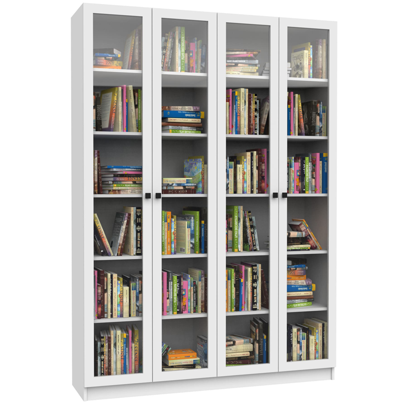 Шкаф книжный со стеклом 4/glass 1600х320х2100 мм White (1830841)