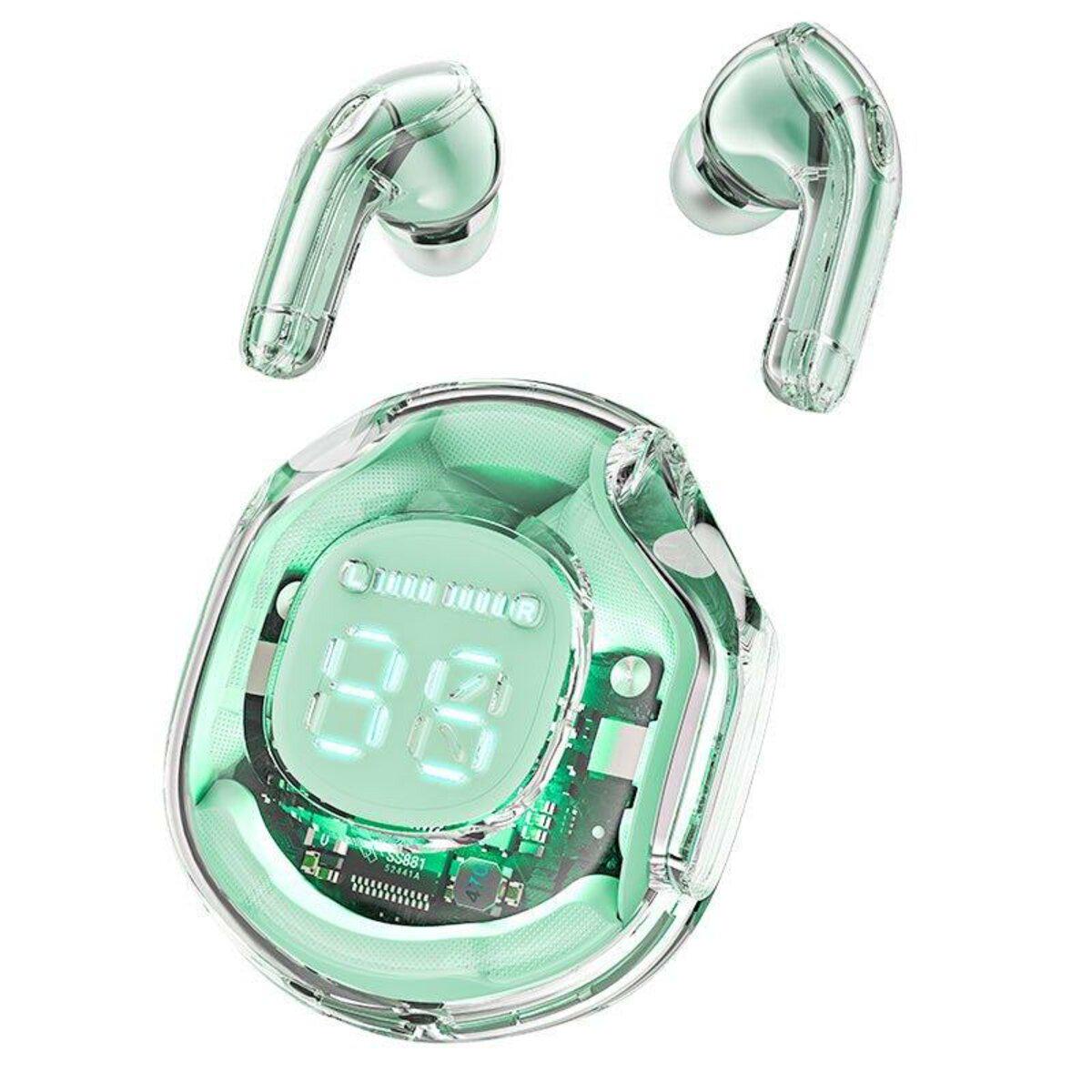 Наушники беспроводные AceFast T8 Crystal Color 500 mAh Mint Green (10685107) - фото 1