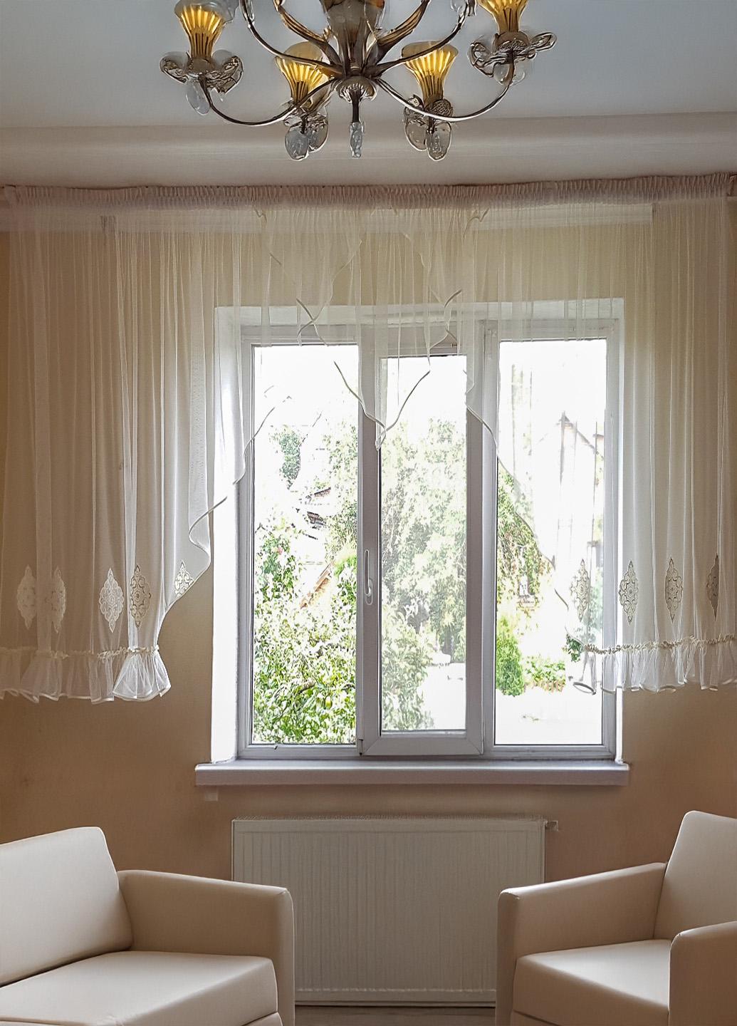 Комплект тюль к подоконнику Firanka Коронки карниз 350 см Кремовый (71_2к)