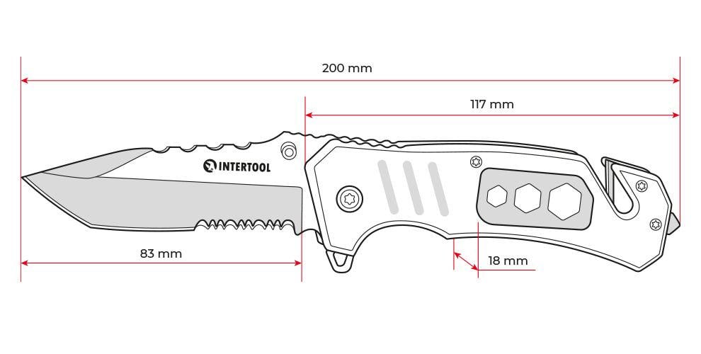 Нож складной Intertool 83 мм с лезвием для разрезания ремней (HT-0599) - фото 2
