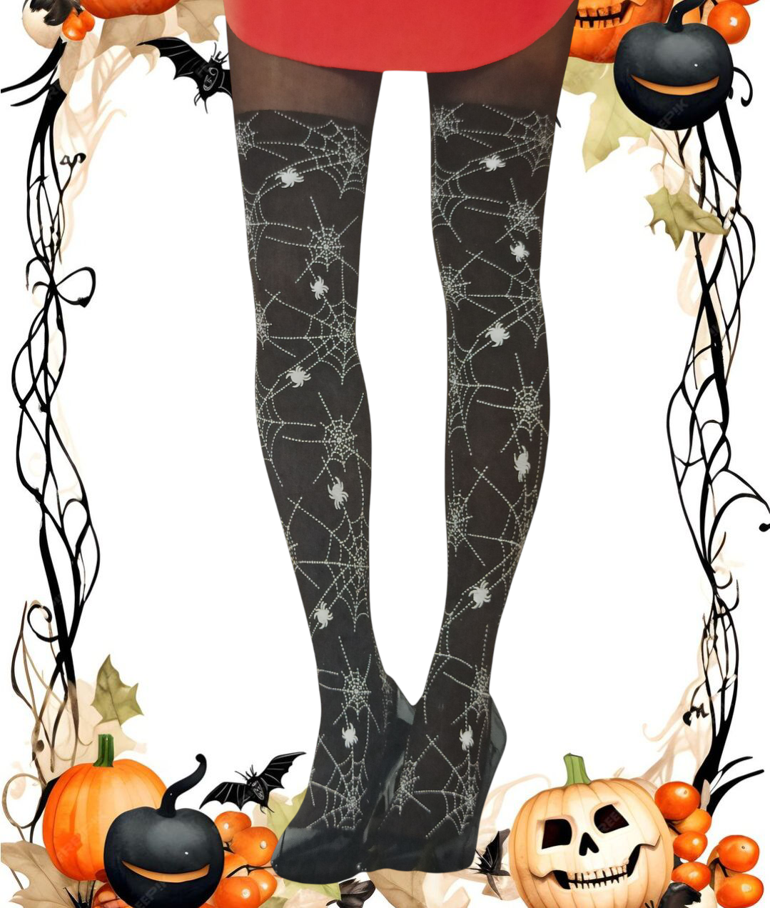 Колготки женские паутина с пауками для Хэллоуина 50\20 den L р. 46-48 Черный (L0558) - фото 4 Колготки женские паутина с пауками для Хэллоуина 50\20 den L р. 46-48 Черный (L0558) - фото 4