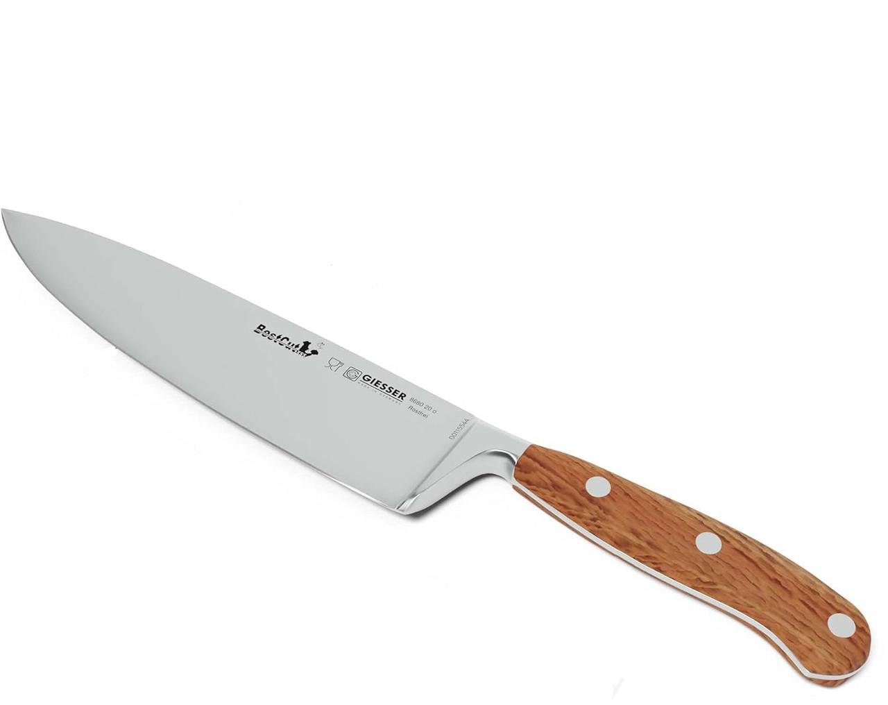 Шеф-нож кухонный европейский Giesser BestCut на заклепках кованное нержавеющая сталь 200 мм Светло-коричневый (1993060487)
