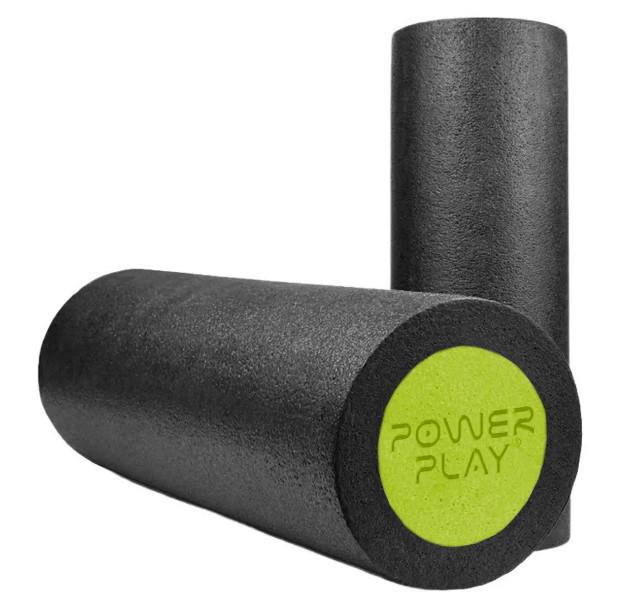 Массажный ролик гладкий PowerPlay 4021 Fitness Roller 30x15 см Черно-зеленый (60797) - фото 3