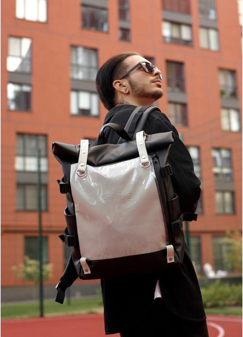 Рюкзак мужской Sambag RollTop Hacking Черно-серый (15379011e)
