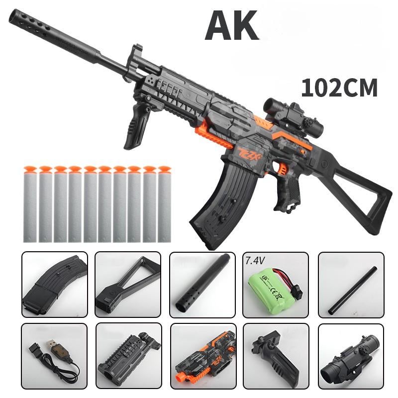 Игрушечный автомат NERF AK105 на мягких шарах аккумуляторный 102 см черный - фото 2 Игрушечный автомат NERF AK105 на мягких шарах аккумуляторный 102 см черный - фото 2