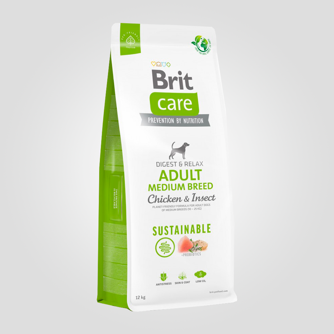Корм сухой Brit Care Dog Sustainable Medium Breed для собак средних пород с курицей и насекомыми 12 кг (20504619)