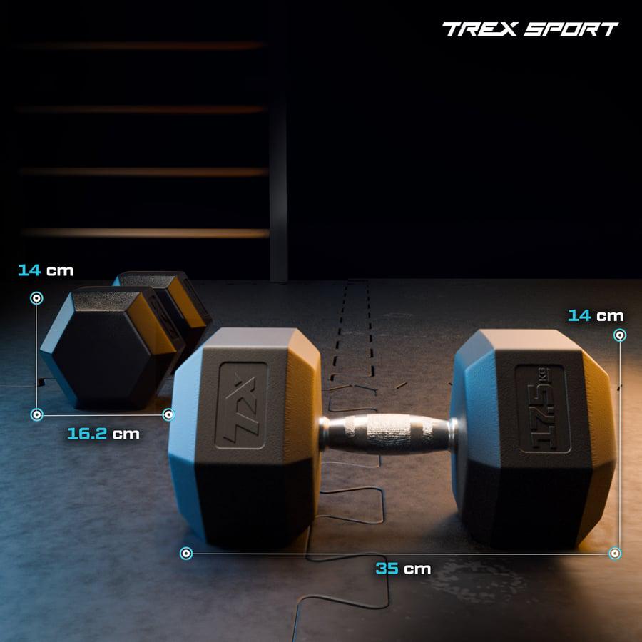 Гантеля шестигранная прорезиненная TREX Sport TX-175RD 17,5 кг (5192) - фото 2