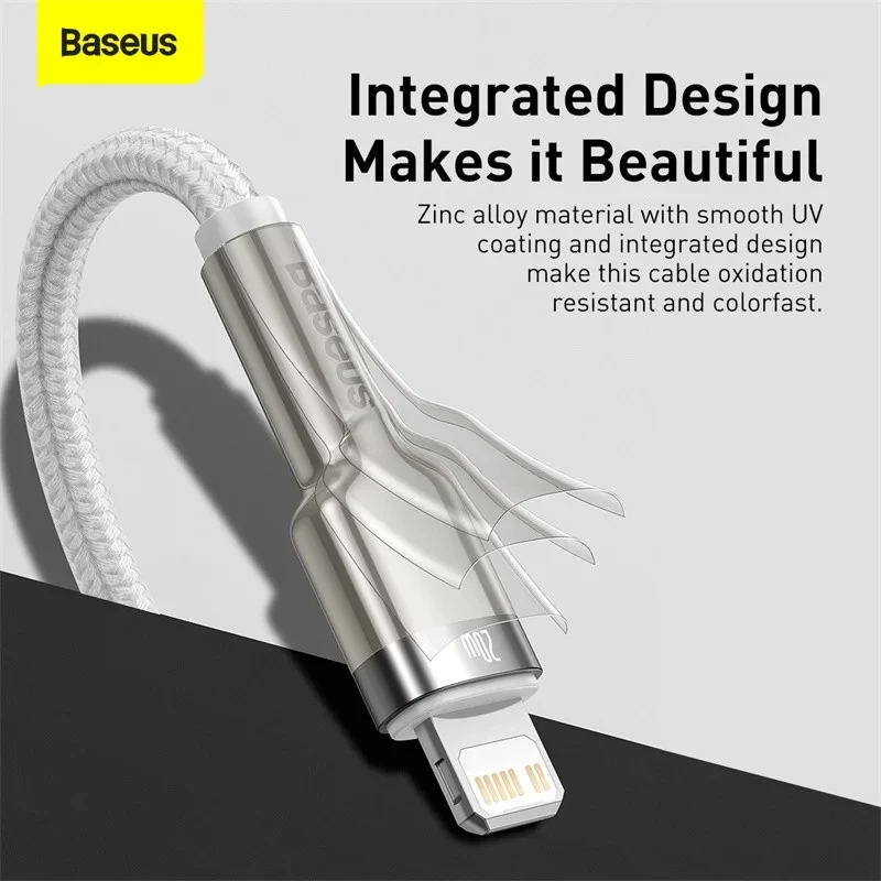 USB кабель BASEUS Type С на Lightning Cafule Series Metal Data Cable 20W PD 1 м White - фото 8