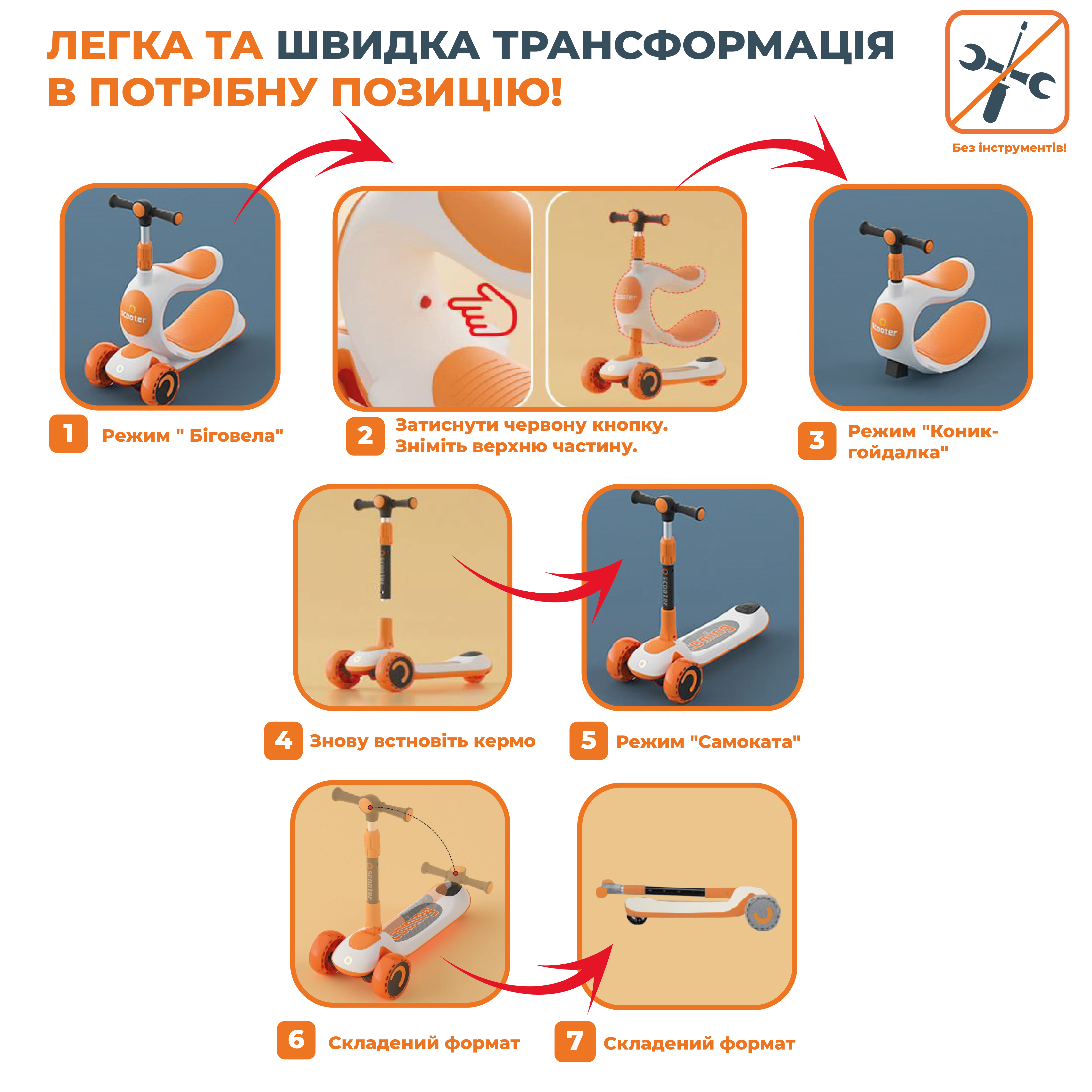 Детский беговел-трансформер A1 2в1 Желтый - фото 6