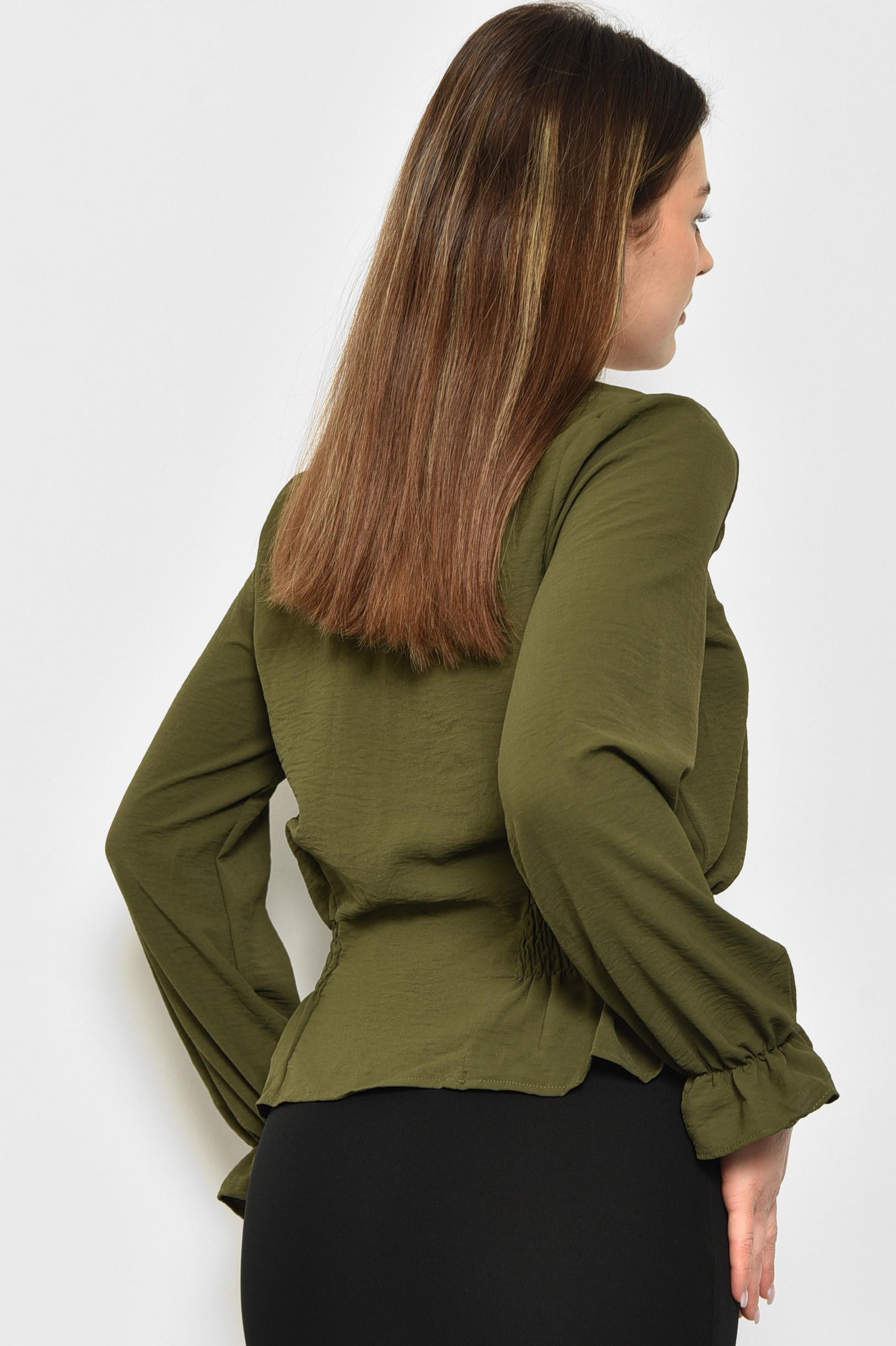 Блуза женская однотонная р. 42 Хаки (172040) - фото 3