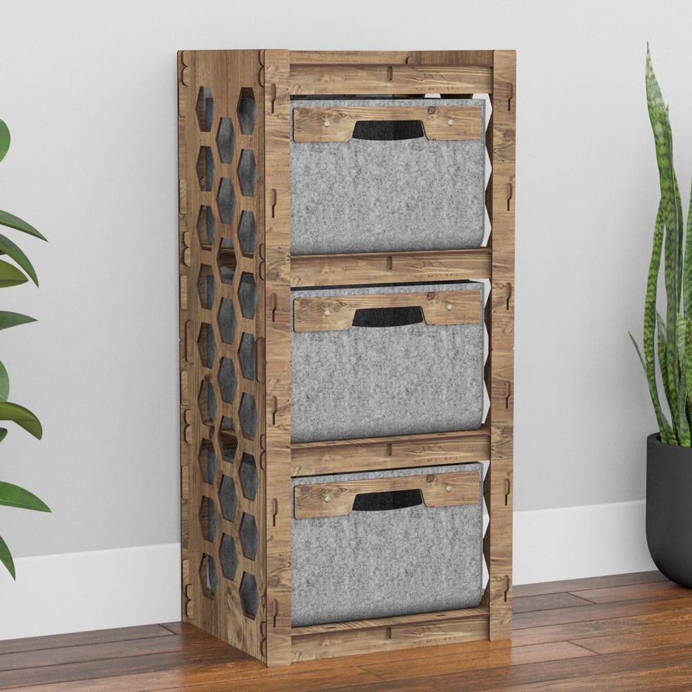 Комод для игрушек деревянный Hexagonica Honeycomb на 3 ящика серые корзины 900х413х345 мм (111217) - фото 2 Комод для игрушек деревянный Hexagonica Honeycomb на 3 ящика серые корзины 900х413х345 мм (111217) - фото 2