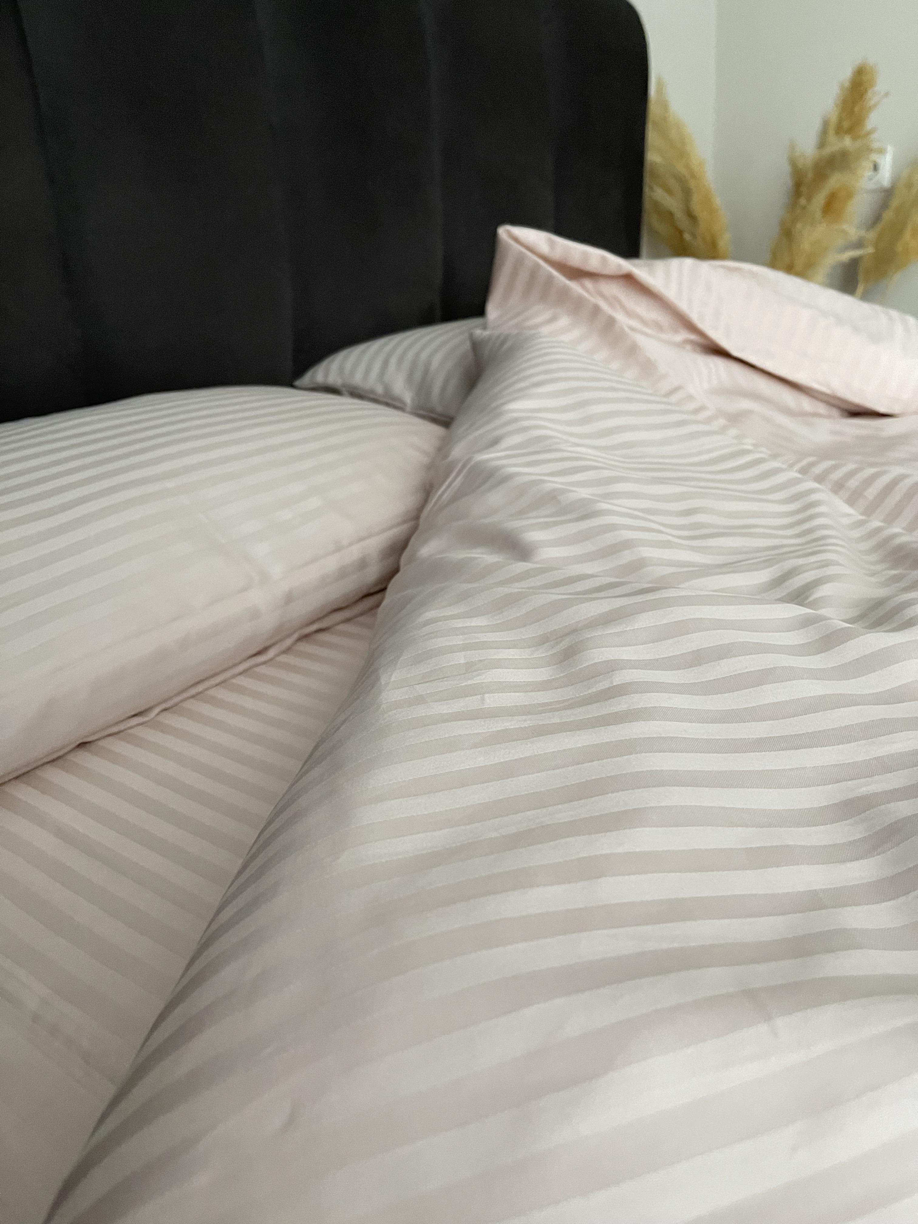 Комплект постільної білизни LILA Textil Home з преміум страйп-сатина євро Пудровий (11377896) - фото 9