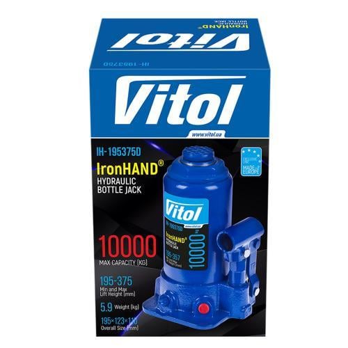 Домкрат гідравлічний Vitol IH-195357D 10 т телескоп 195-375 мм - фото 2