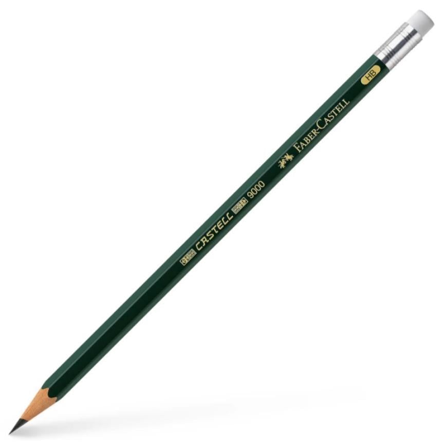 Карандаш чернографитный Faber-Castell 9000 HВ с резинкой (119200)