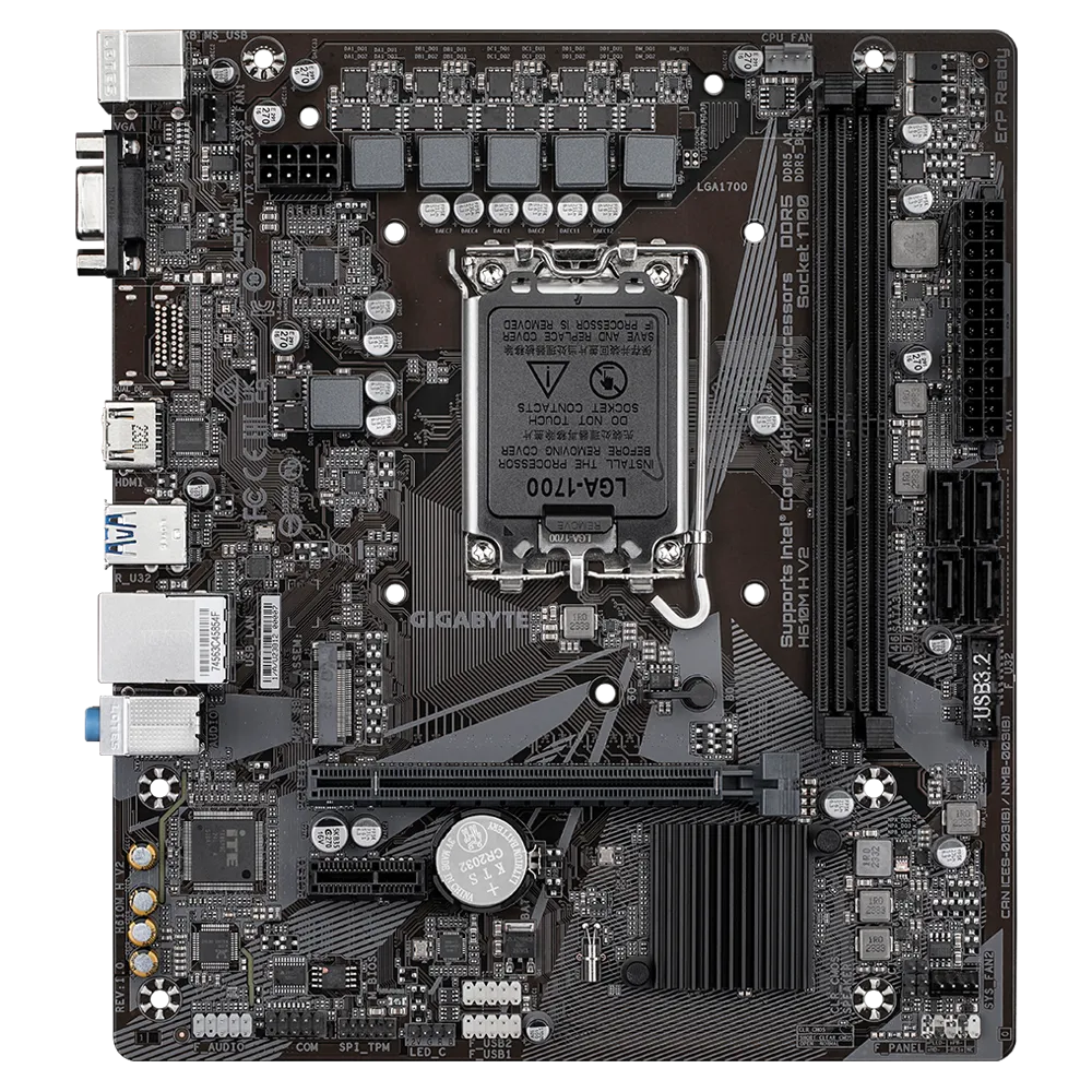 Материнська плата Gigabyte H610M H V2 LGA1700 DDR5 Intel H610 HDMI VGA USB MicroATX (605601)