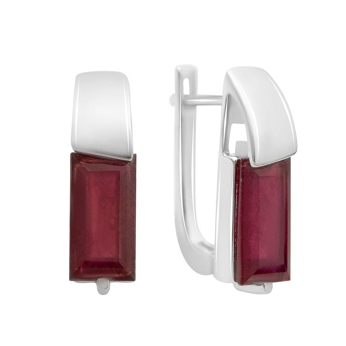 Серьги серебряные с натуральным рубином