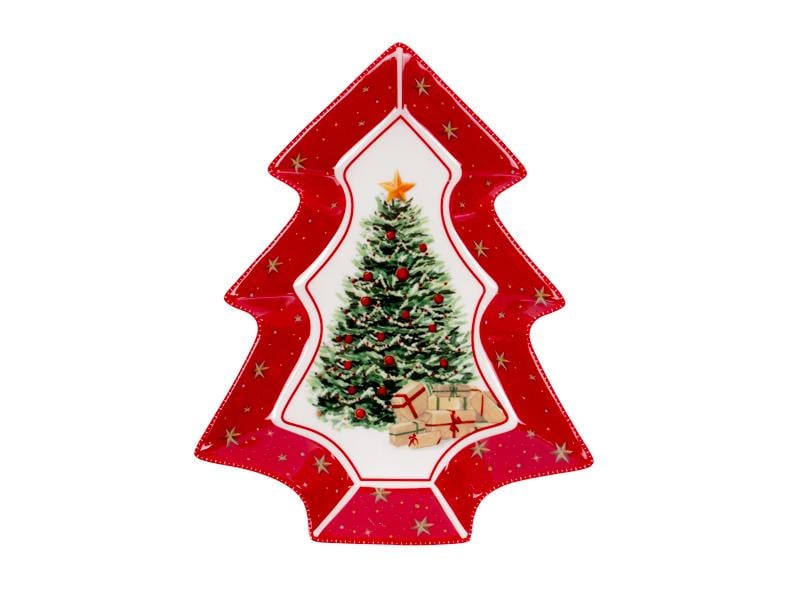 Блюдо Christmas story Ялинка порцелянове прямокутне новорічне 21х26 см (985-202)