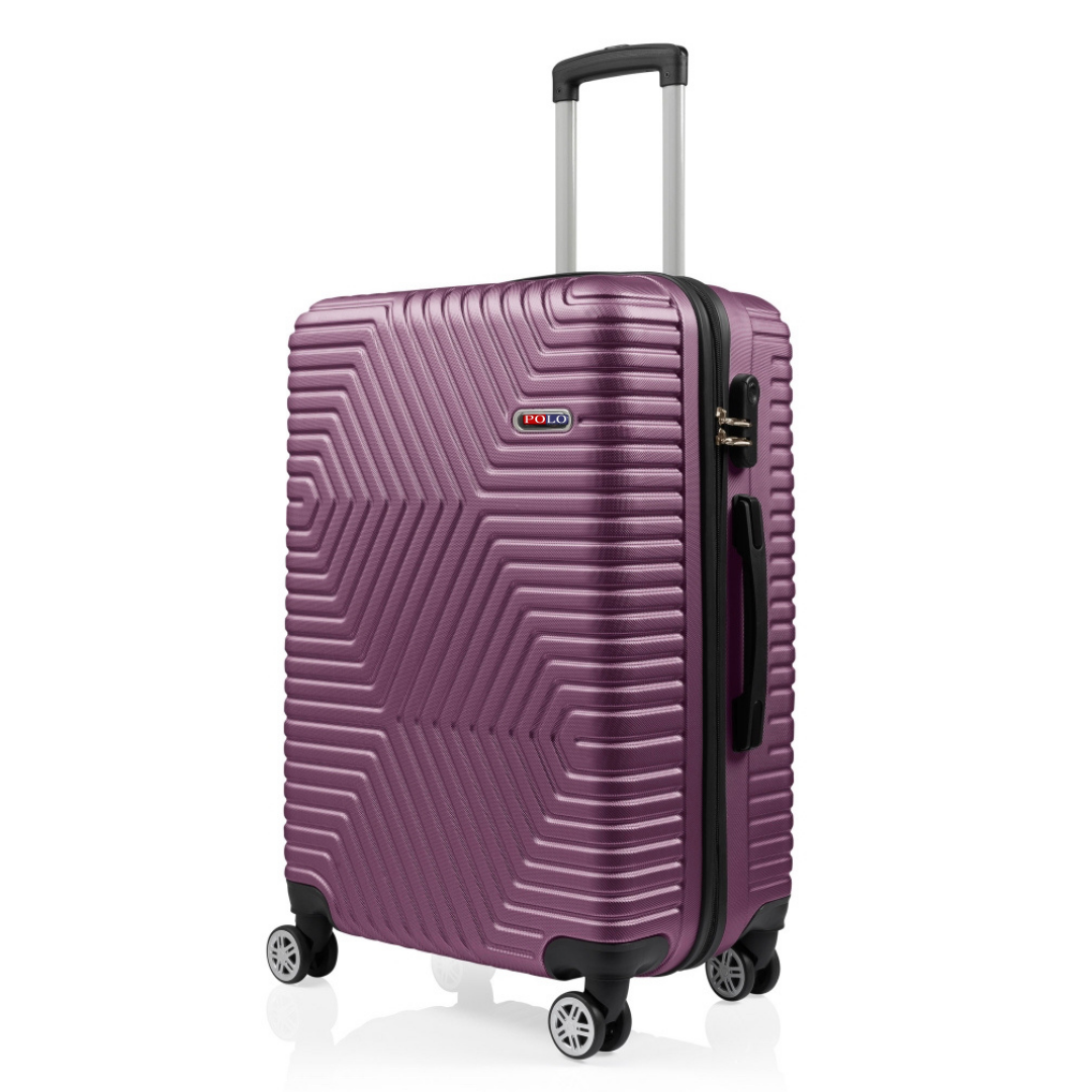 Чемодан Polo ПК012-L поликарбонат на 4-х двойных колесах большой L 120 л Баклажановый