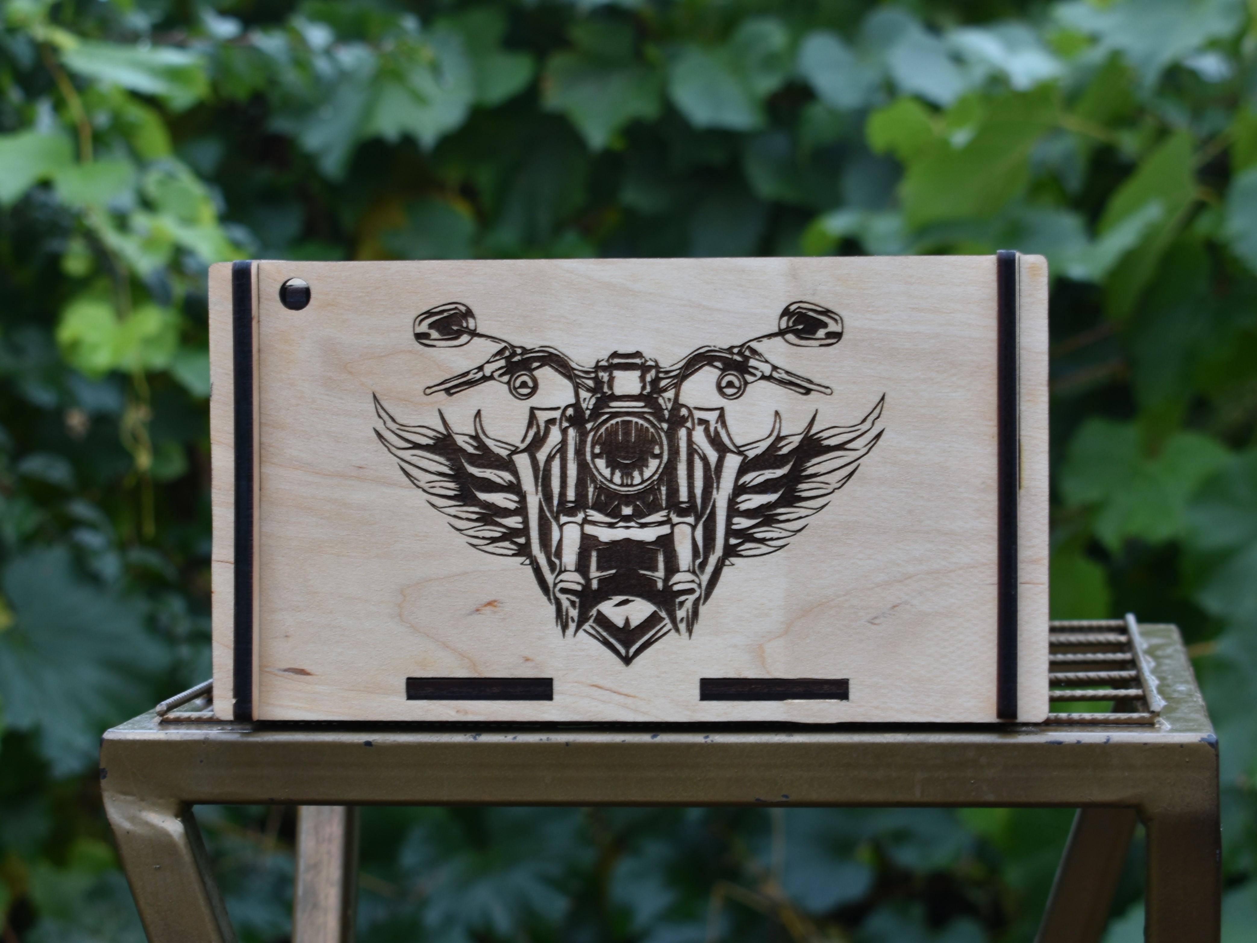 Подарочная коробка Мотоцикл 3D изображение деревянная с индивидуальной гравировкой (21347171) - фото 5
