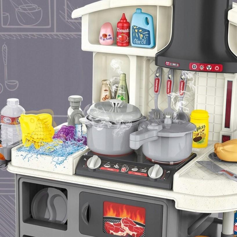Детская игрушечная кухня для девочки с паром/водой/посудой и имитацией закипания 61 см 52 предмета Серый - фото 5 Детская игрушечная кухня для девочки с паром/водой/посудой и имитацией закипания 61 см 52 предмета Серый - фото 5