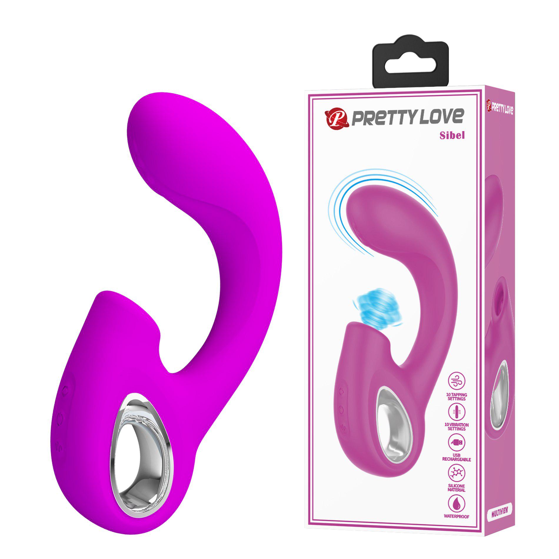 Вибратор для точки G Pretty Love Sibel с клиторальным стимулятором Розовый (BI-300098)