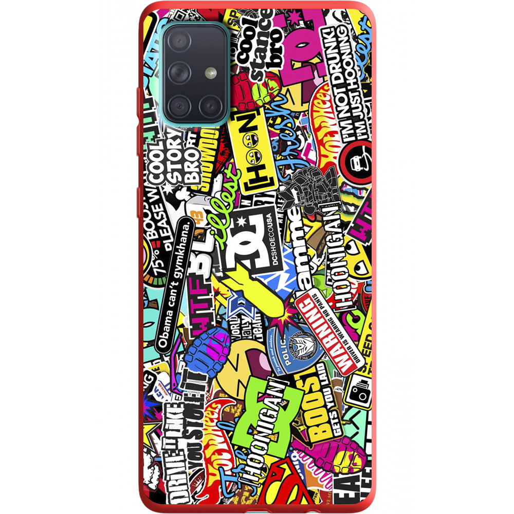 Чохол BoxFace Samsung A715 Galaxy A71 Multicolored Inscriptions Червоний силікон  (38850-up880-38949)