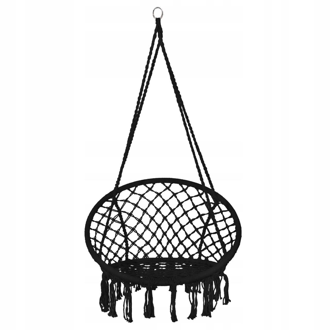 Крісло-гойдалка підвісне Springos SPR0020 79x80 см плетене для дому та саду до 150 Black - фото 3 Крісло-гойдалка підвісне Springos SPR0020 79x80 см плетене для дому та саду до 150 Black - фото 3
