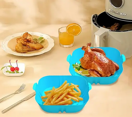 Форма квадратна силіконова для аерогрилю мультипечі та фритюрниці 16,5 см Синій (UK-7777) - фото 4 Форма квадратна силіконова для аерогрилю мультипечі та фритюрниці 16,5 см Синій (UK-7777) - фото 4