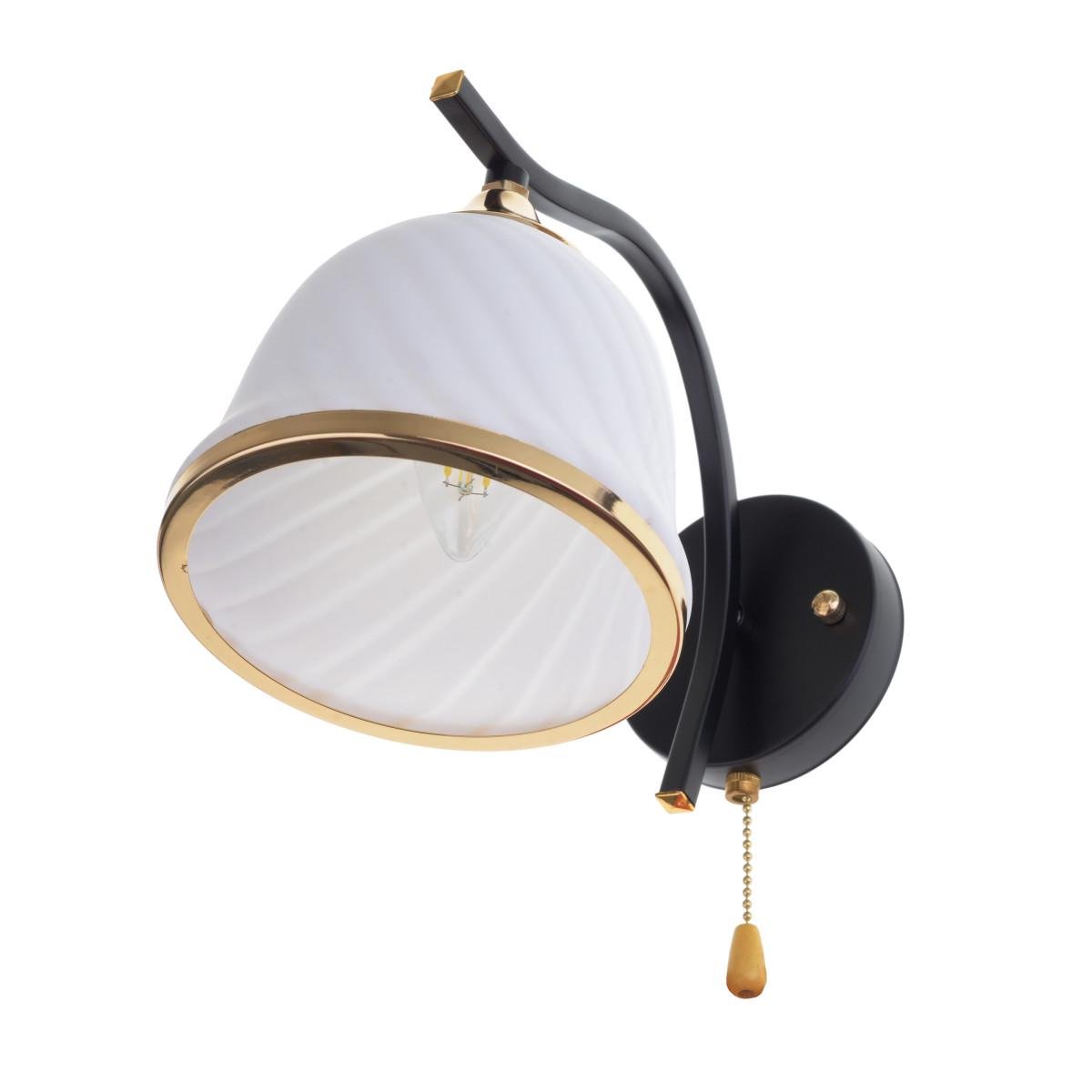 Бра с веревочным выключателем Brille LK-710W/1 E27 BK/FG для кабинета зала в спальню прихожую