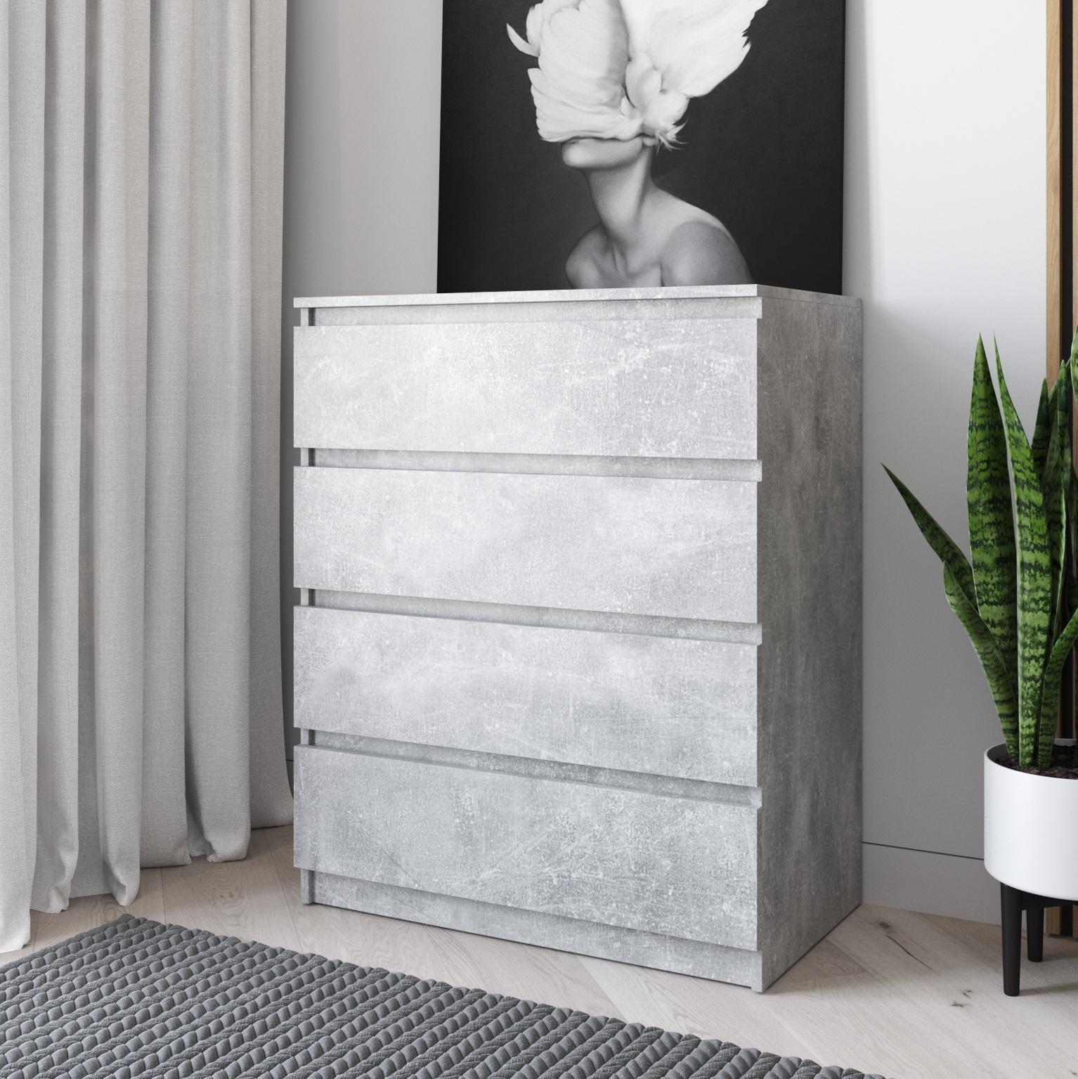 Комод для гостинной на 4 выдвижных ящика 800x1000x402 мм Бетон (mt-215-bt)