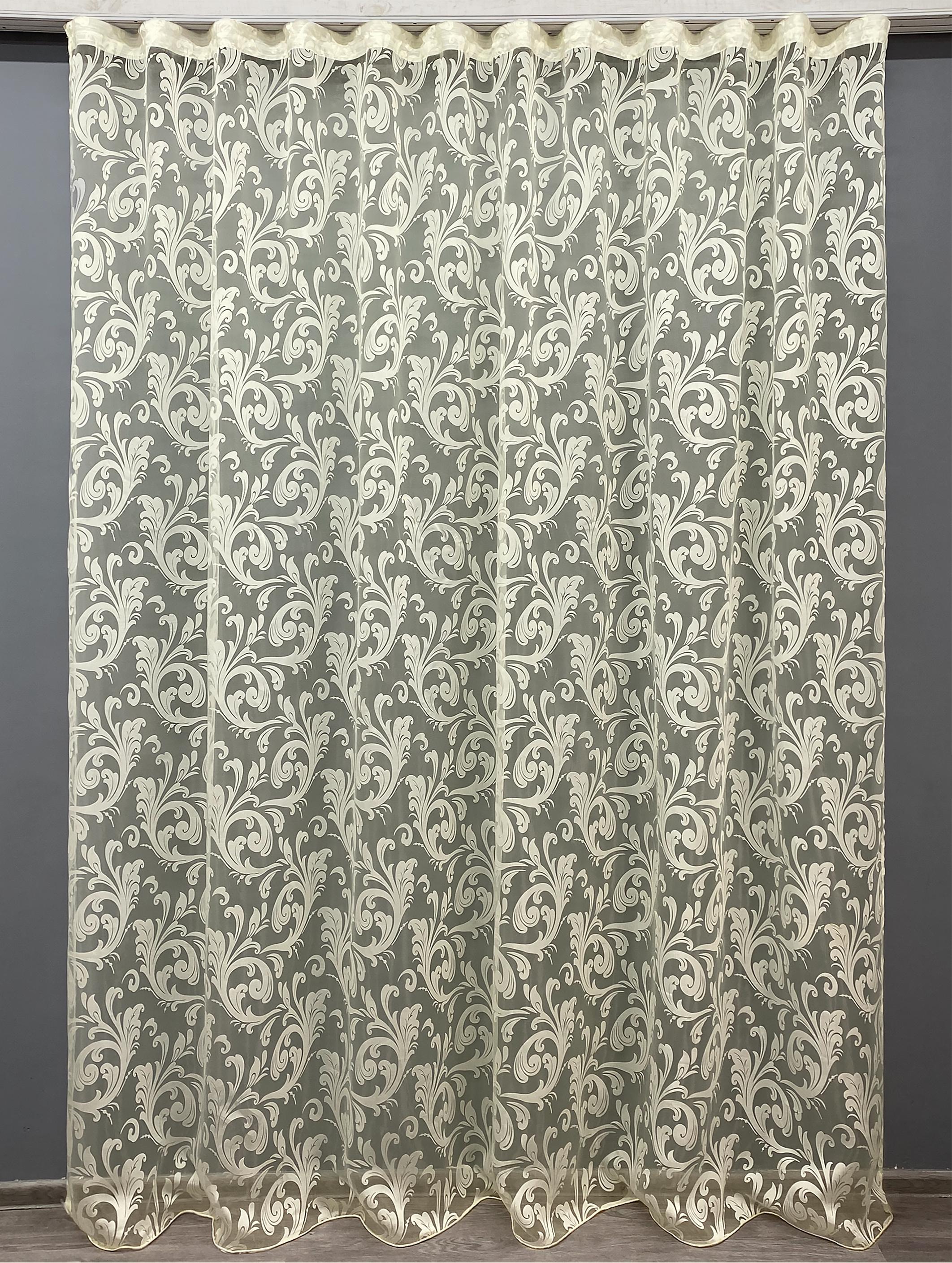 Тюль VR-Textil 1440т Органза з принтом 300х270 см Бежевий (42-0275)