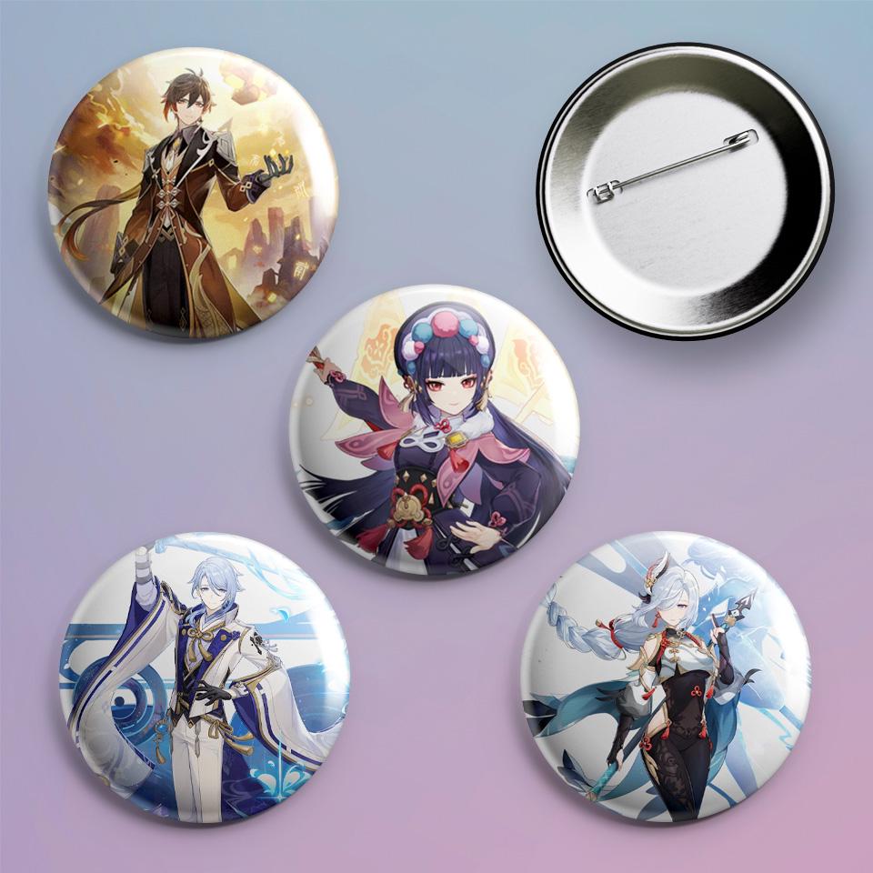 Значки на рюкзак з принтом гри Genshin Impact "14 4 шт.