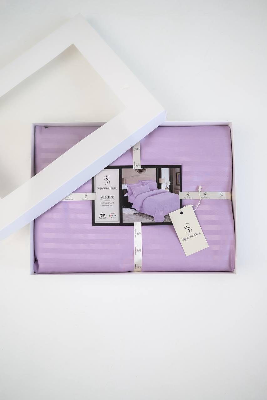 Комплект постільної білизни Signorina Siena зі страйп-сатину сімейний 50х70 см/70х70 см Лаванда (0017S) - фото 1 Комплект постільної білизни Signorina Siena зі страйп-сатину сімейний 50х70 см/70х70 см Лаванда (0017S) - фото 1