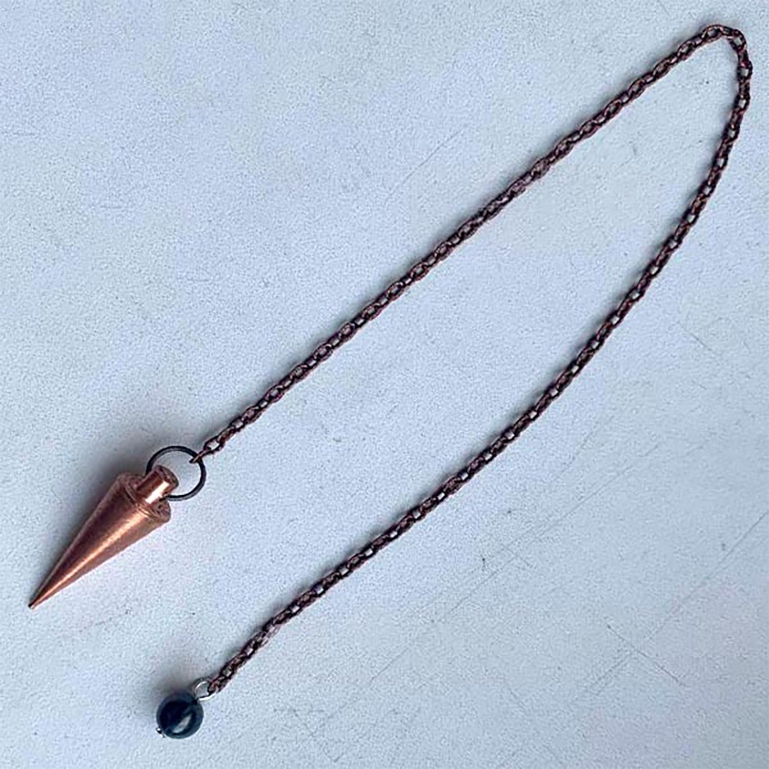 Маятник биолокационный медный с цепочкой и шунгитовым шариком (87256)