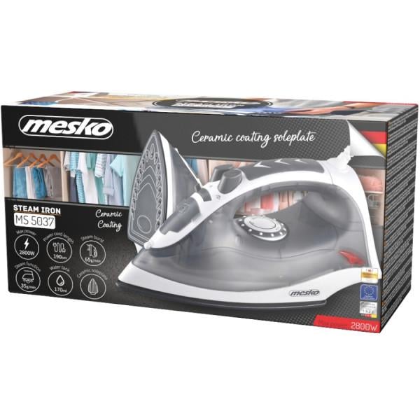Утюг Mesko MS 5037 2800W керамика сухое глажение 170 мл Grey (MS5037) - фото 6 Утюг Mesko MS 5037 2800W керамика сухое глажение 170 мл Grey (MS5037) - фото 6