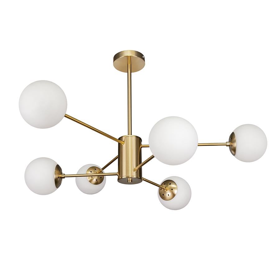 Люстра потолочная молекула Levistella 7526033-6 BRZ WH бронзовый плафон Белый