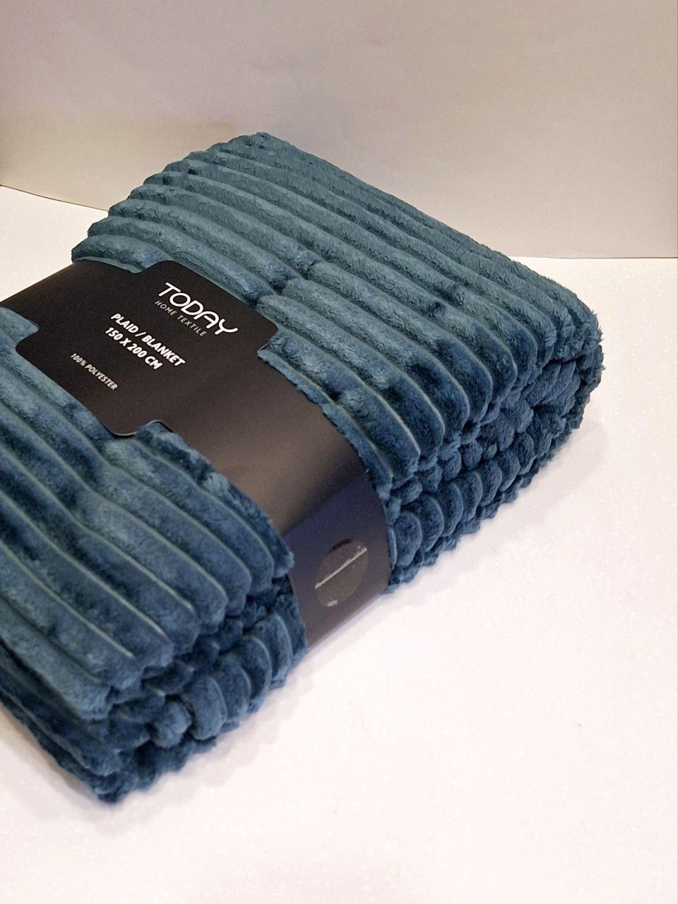 Плед флисовый с вельветовой текстурой Today Home Textile 150х200 см Изумрудный (1071) - фото 4