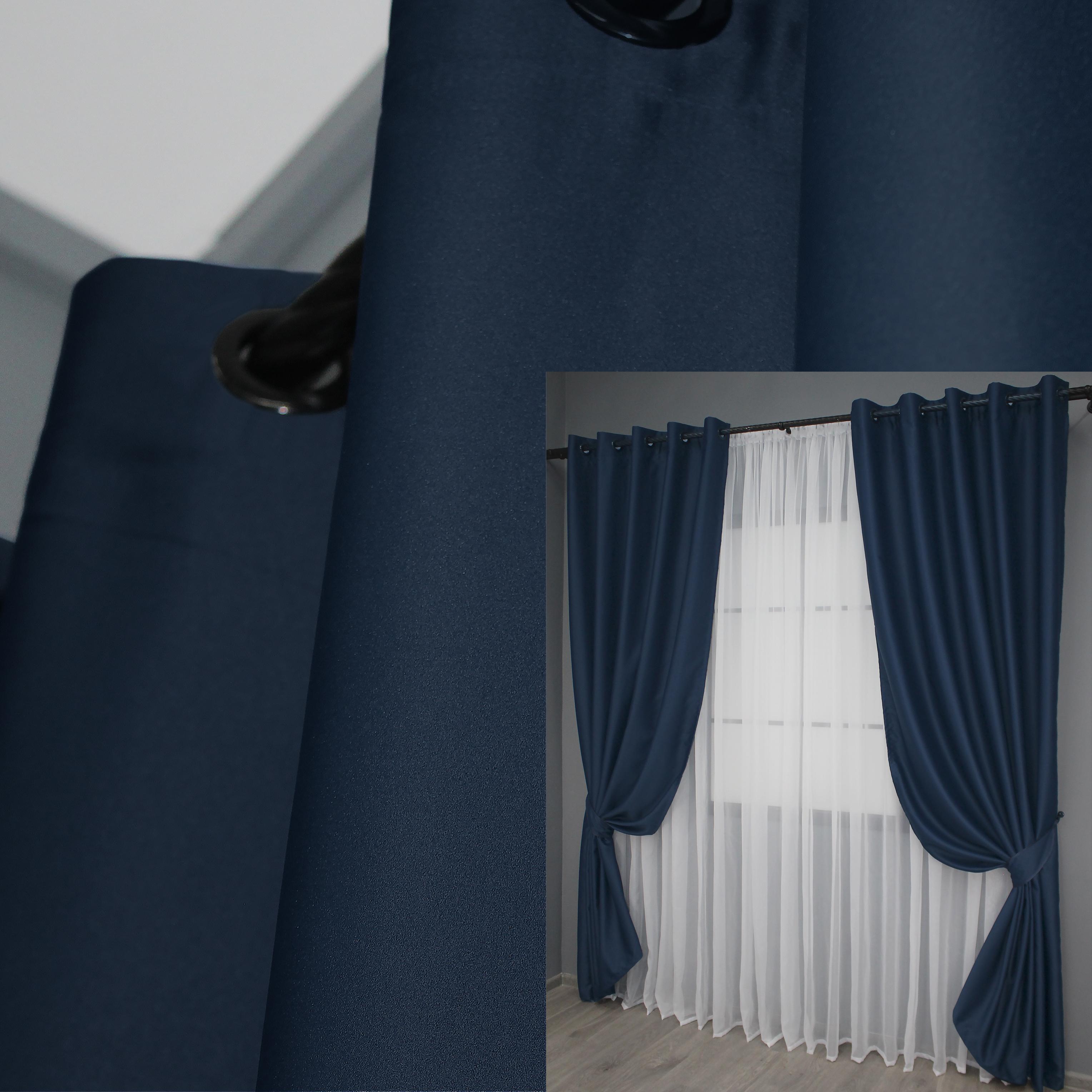 Комплект штор на люверсах VR-Textil Midnight № 1164ш 150х250 см 2 шт. Темно-синій (37-0011) - фото 3 Комплект штор на люверсах VR-Textil Midnight № 1164ш 150х250 см 2 шт. Темно-синій (37-0011) - фото 3