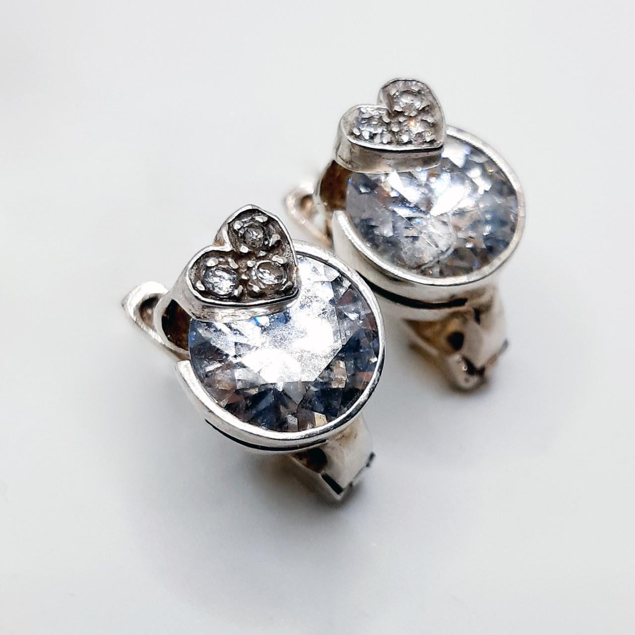 Серьги серебро круг с сердечком 925° 7,96 г (С-152)