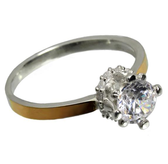 Серебряное кольцо с золотыми накладками Миледи 19 (045к-7)