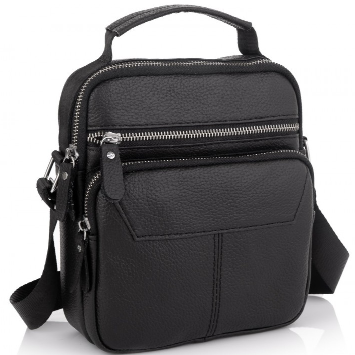 Сумка-барсетка мужская через плечо кожаная Tiding Bag Черный (GLD-2136)