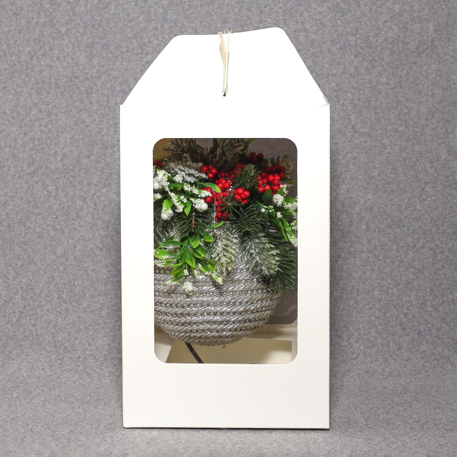 Композиция новогодняя GALA DECOR задекорированный серебристый шар 10 см (Ш1020ЛС) - фото 4 Композиция новогодняя GALA DECOR задекорированный серебристый шар 10 см (Ш1020ЛС) - фото 4