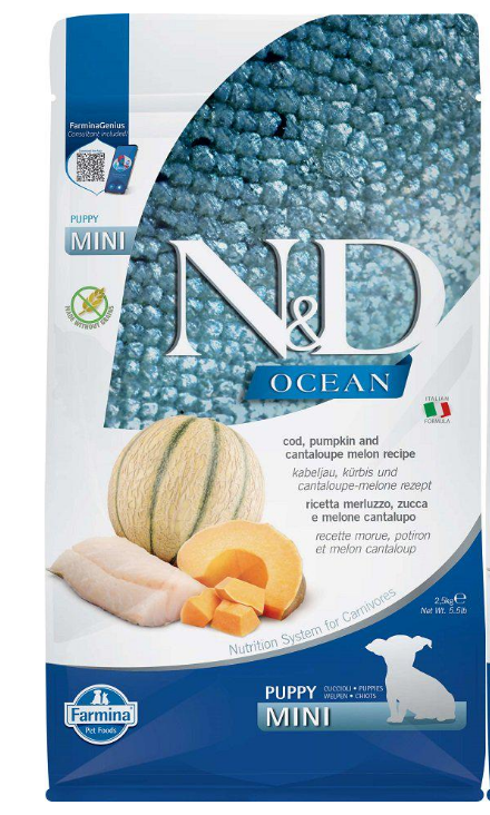 Корм для собак Farmina N&D Grain Free OCEAN COD, PUMPKIN&CANTALOUPE MELON PUPPY MINI 800 г (173412)