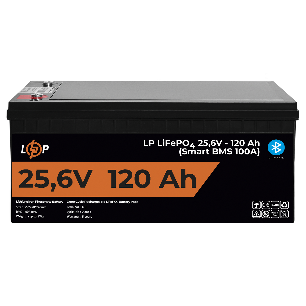 Аккумулятор LP LiFePO4 25,6V-120 Ah 3072Wh Smart BMS 100А с BT пластик для ИБП (28153035) Аккумулятор LP LiFePO4 25,6V-120 Ah 3072Wh Smart BMS 100А с BT пластик для ИБП (28153035)