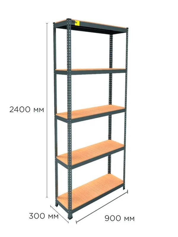 Стеллаж металлический MRL-2400 полочный 900x300 мм с 5 полками с нагрузкой 500 кг Черный - фото 2