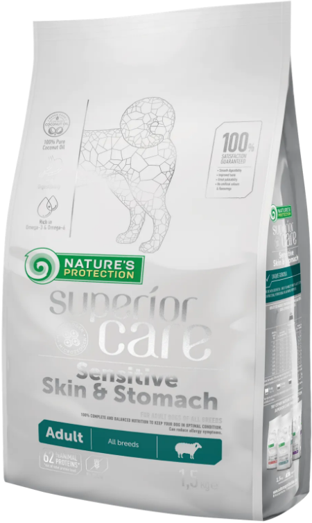 Корм сухий Superior Care Sensitive Skin&Stomach All для дорослих собак всіх порід з чутливим травленням та проблемною шкірою (NPSC45792)